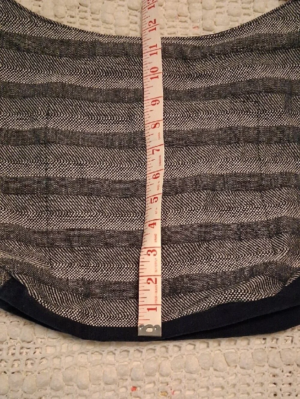 Striped Gray And Navy Cotton Messenger Bag